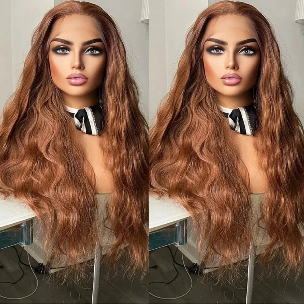 22” AUBURN Brown Body Wavy Beautiful Lace Front Wig NEW